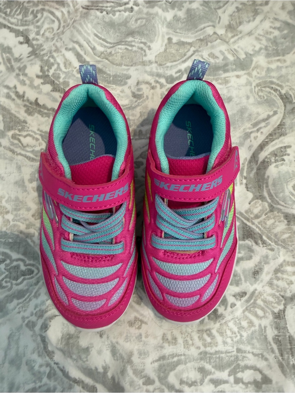 Skechers Kids Hot Pink and Teal Velcro Athletic Sneakers